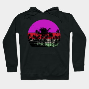 Retro Beach Palm Tree 80s Sunset Vintage Hoodie
